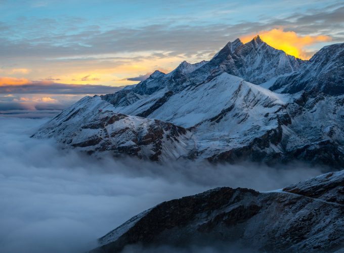 Wallpaper Alps, mountain, winter, fog, 5k, Nature 8021112087